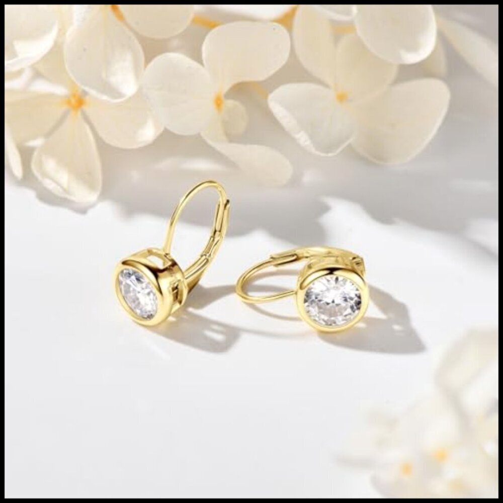 14k Yellow Gold 1 cttw Moissanite Hoop Earrings 925 Sterling Silver Anniversary